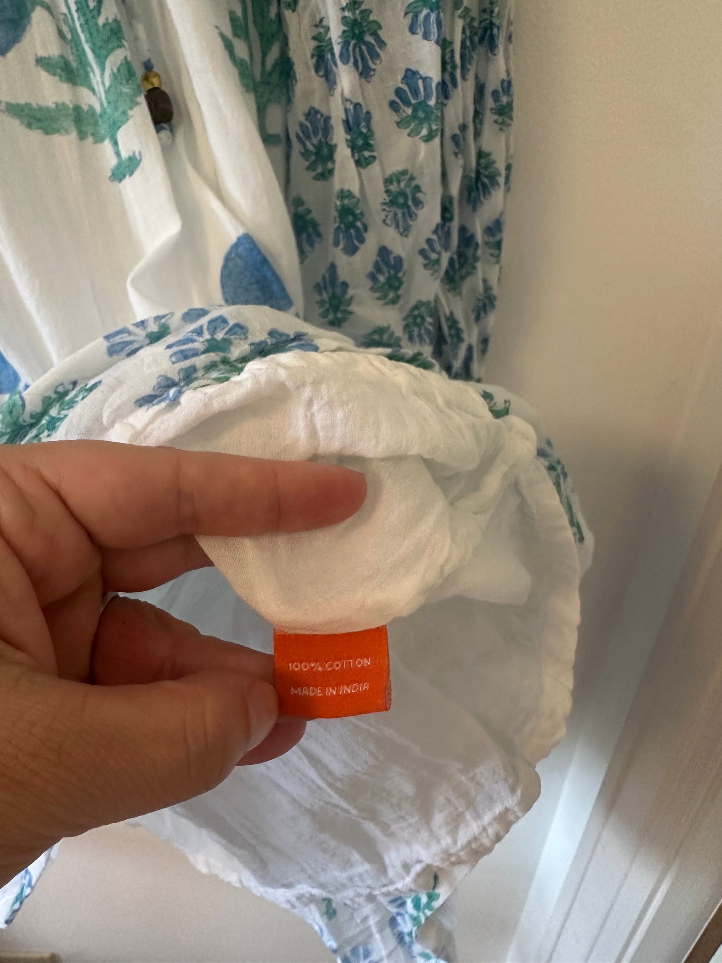 Oliphant Tuckernuck Exclusive Blue Floral Balloon Sleeve Mini Dress Size Small