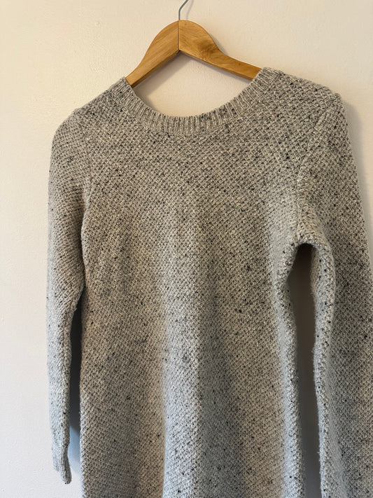 Madewell Gray Knit Long Sleeve Button Back Sweater Dress | Size Small