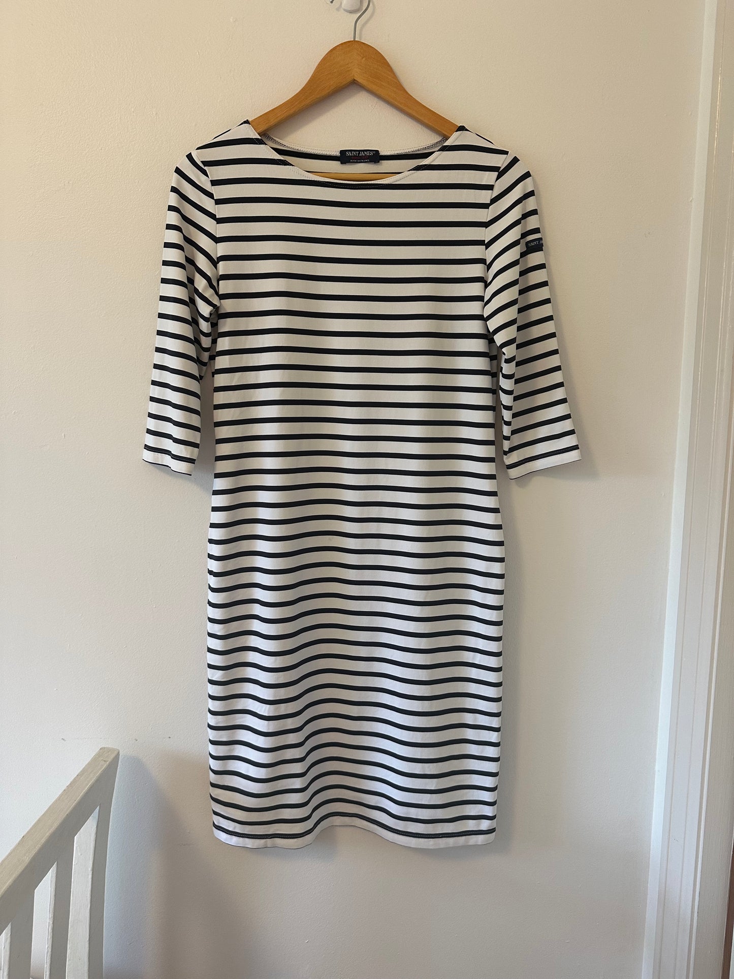Saint James Propriano Form-Fitting Nautical Stripe Dress - Size 8