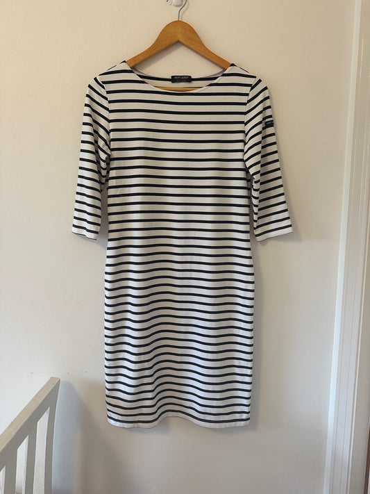 Saint James Propriano Form-Fitting Nautical Stripe Dress - Size 8