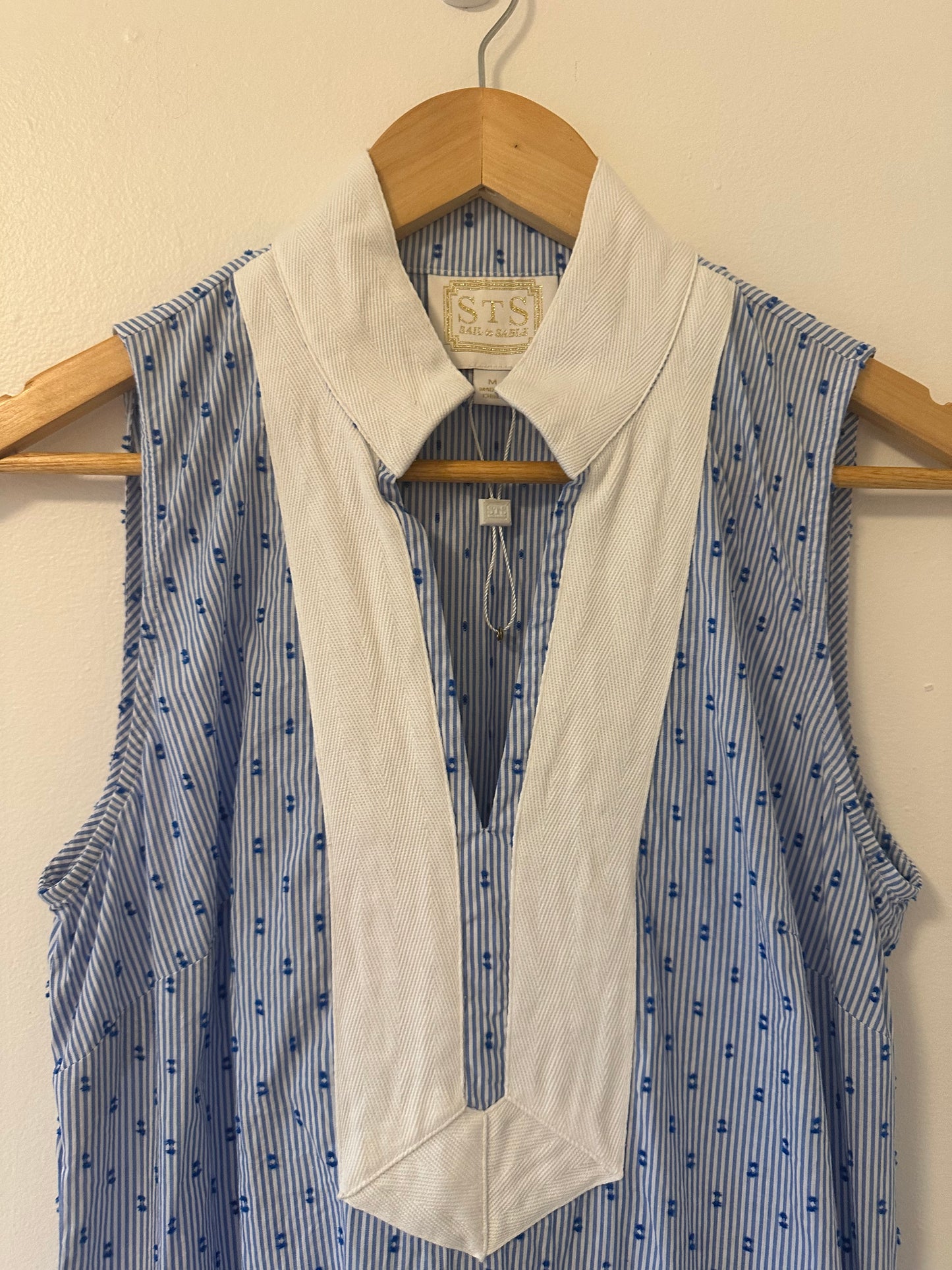 Sail to Sable Blue and White Sleeveless Dress Size Medium