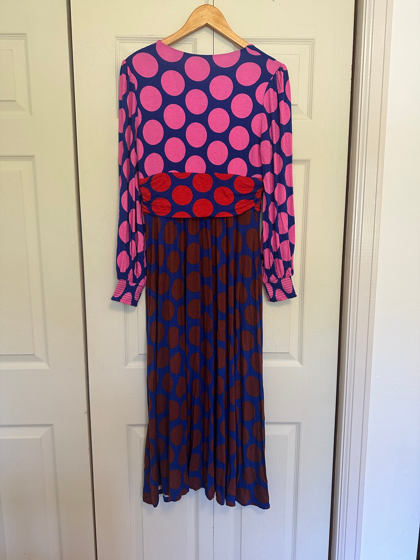NWT Boden Daphne Jersey Maxi Dress in Pink Tourmaline, Large Spot - Size 8