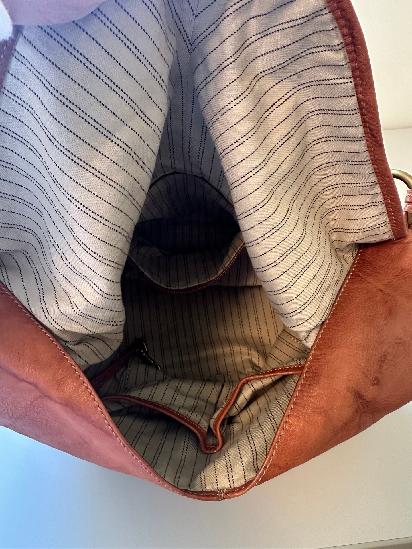 Frye Cognac Leather Slouchy Hobo Shoulder Bag