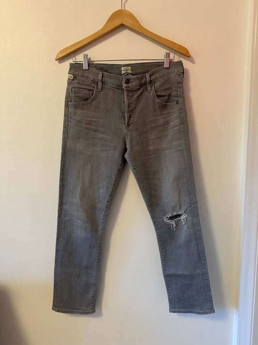 Citizens Of Humanity Emerson Slim Boyfriend Distressed Gray Skinny Jeans