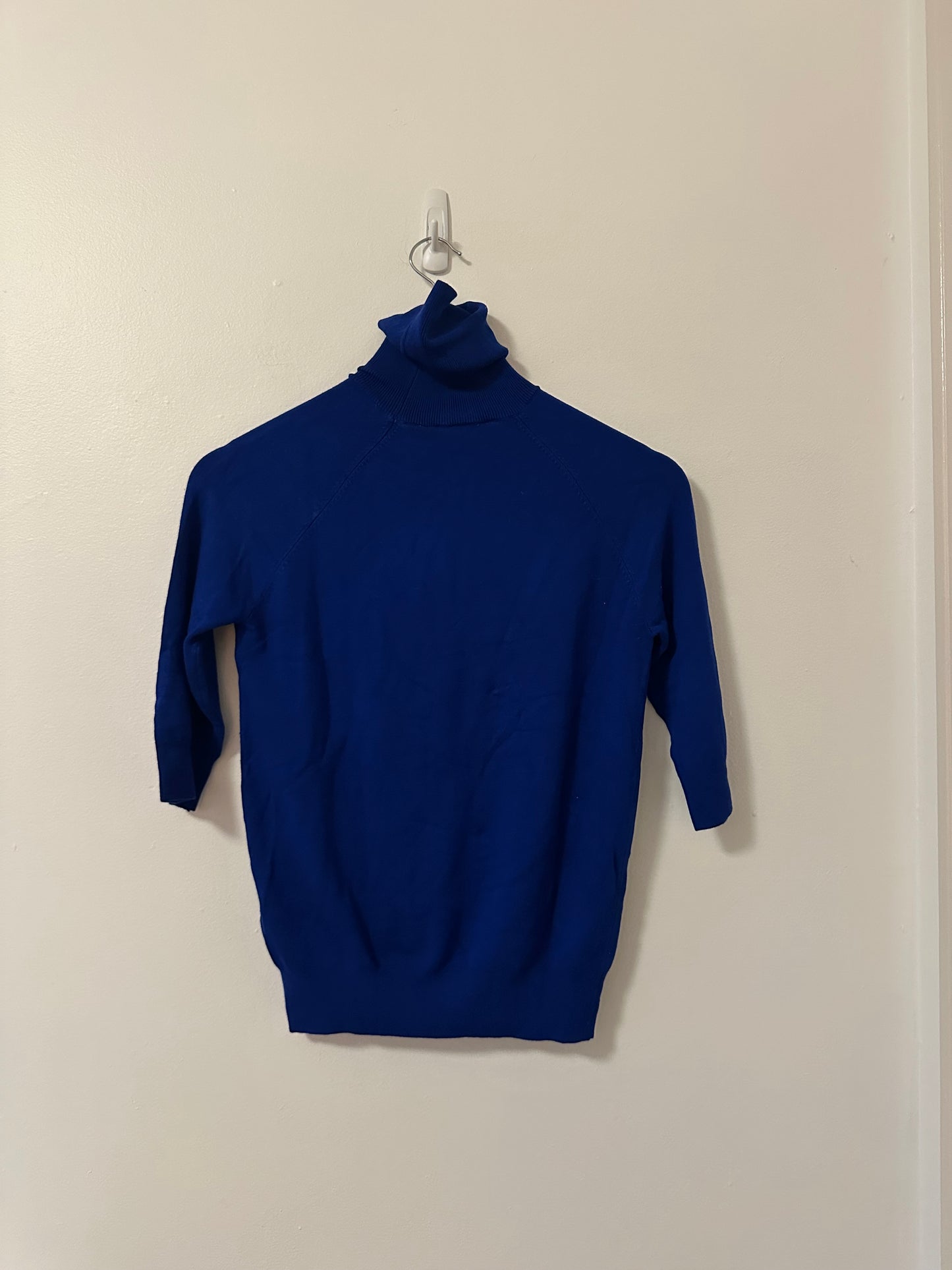 NWT Zara Royal Blue Turtleneck Lightweight Short Sleeve Sweater - Size Small