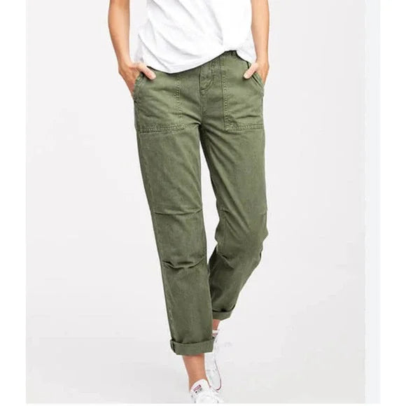 Socialite Austin Olive Green Boyfriend Straight Leg Cropped Pants | Size 29
