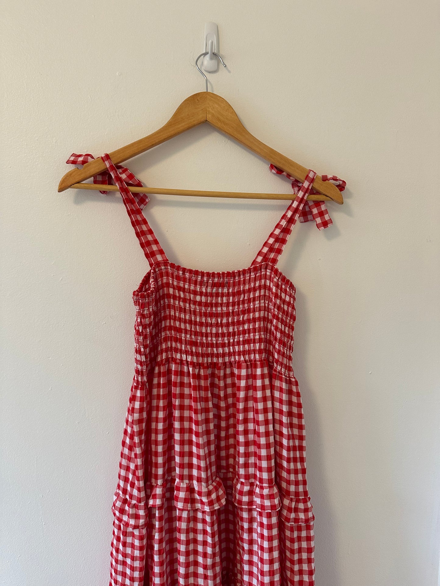 Maison Me Brooklyn Dress in Vintage Pink and Paprika Gingham - Size Small