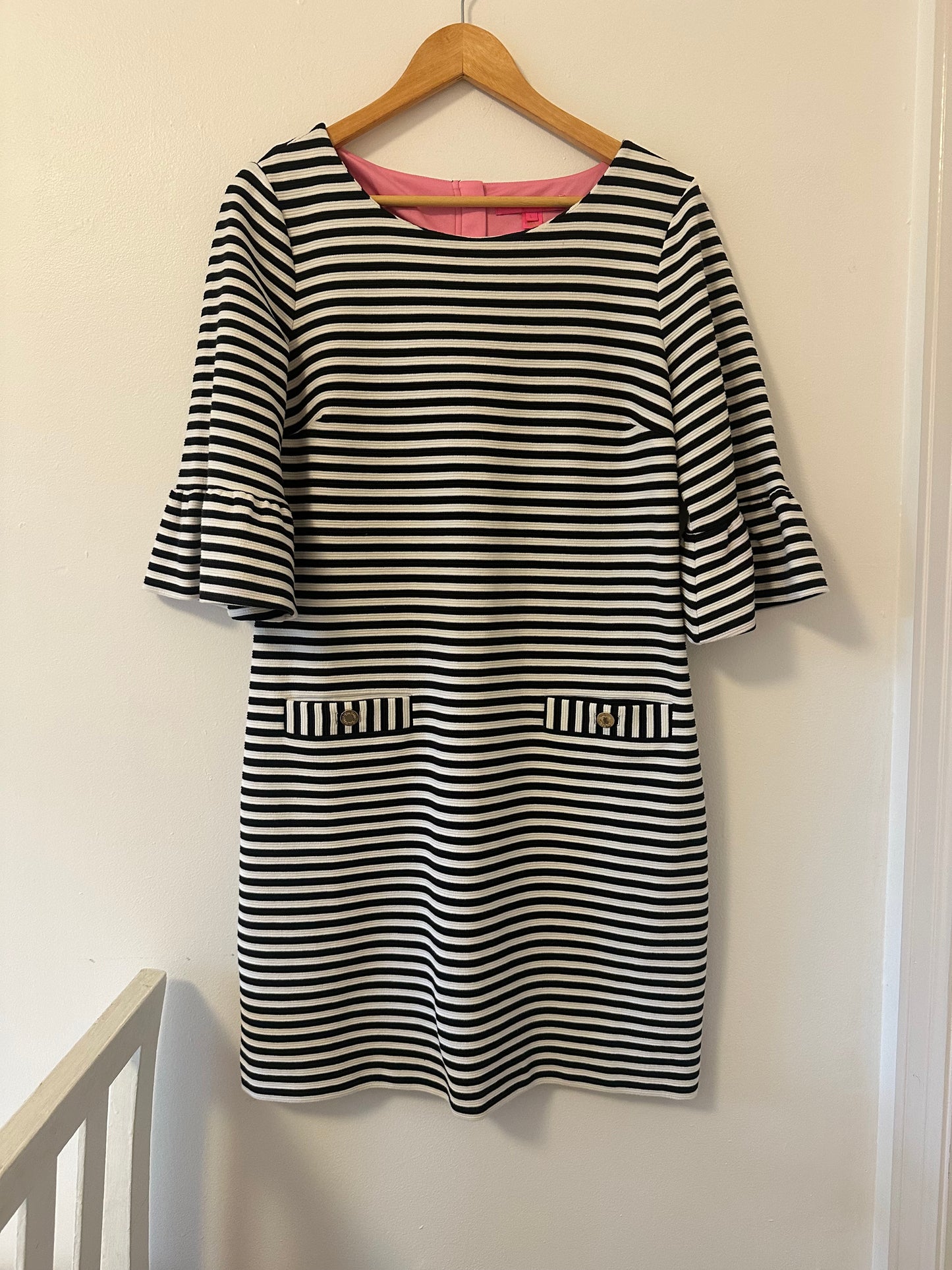 Lilly Pulitzer Alden Striped Black and White Dress - Size Large