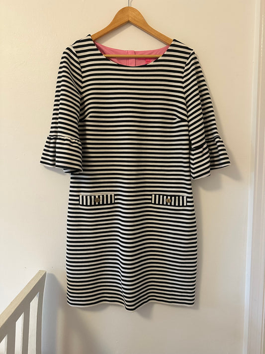 Lilly Pulitzer Alden Striped Black and White Dress - Size Large