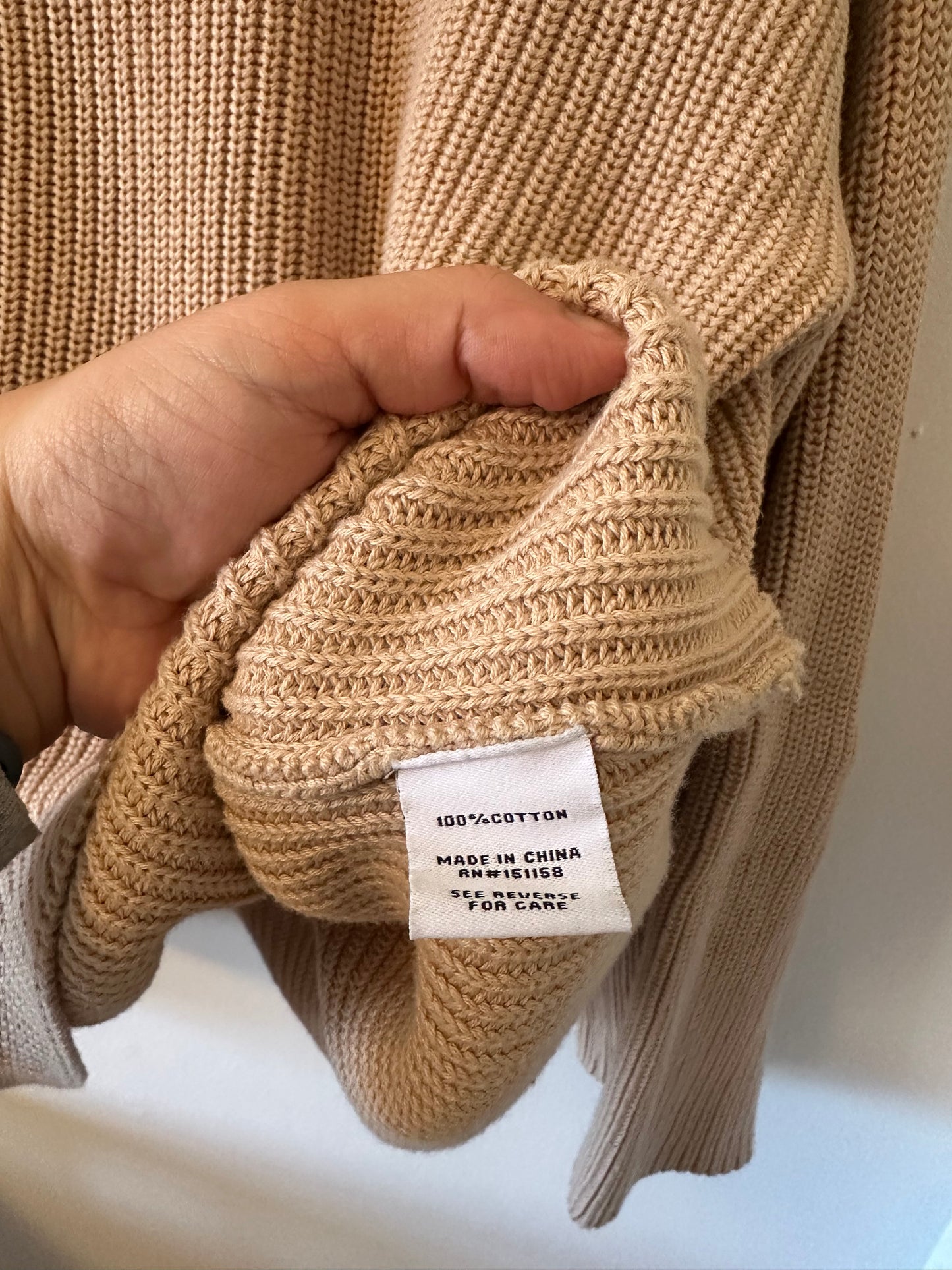 525 America Cozy Cotton Tan Turtleneck Sweater Size Small