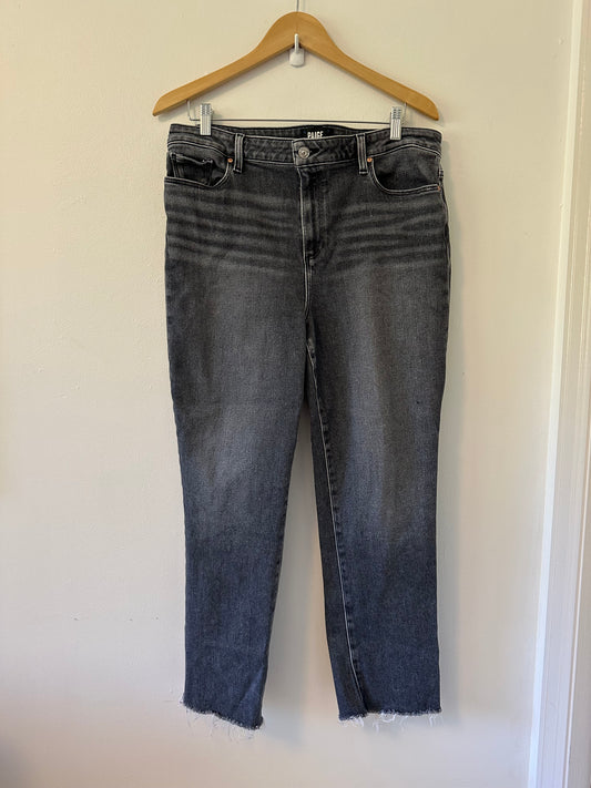 PAIGE Cindy Straight Leg Jeans in Distressed Gray | Size 34