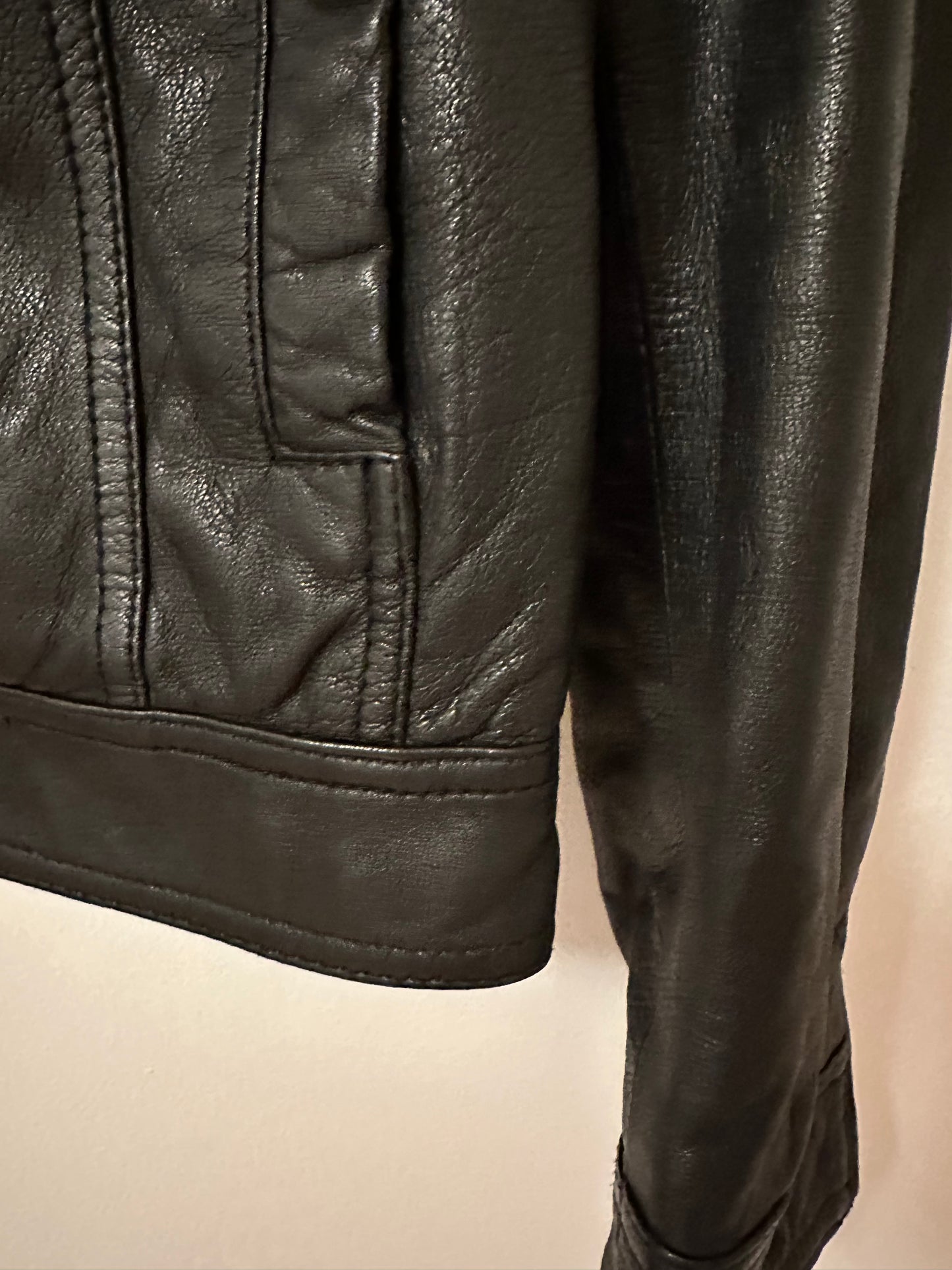 Black Rivet Women’s Black Leather Moto Jacket | Size Large