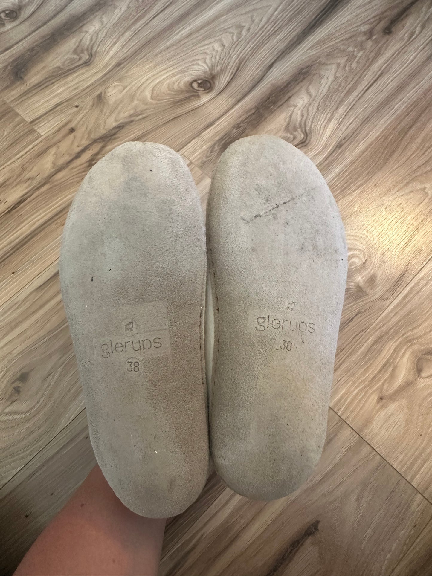 Glerups Felted Wool Leather Sole Bootie Slippers in Ivory - Size 7.5 / EU 38