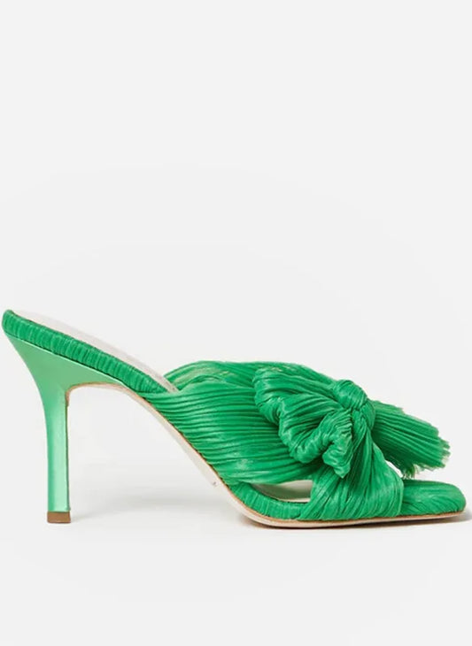Loeffler Randall Women's Claudia Clover Pleated Bow Mule Sandals Size 9