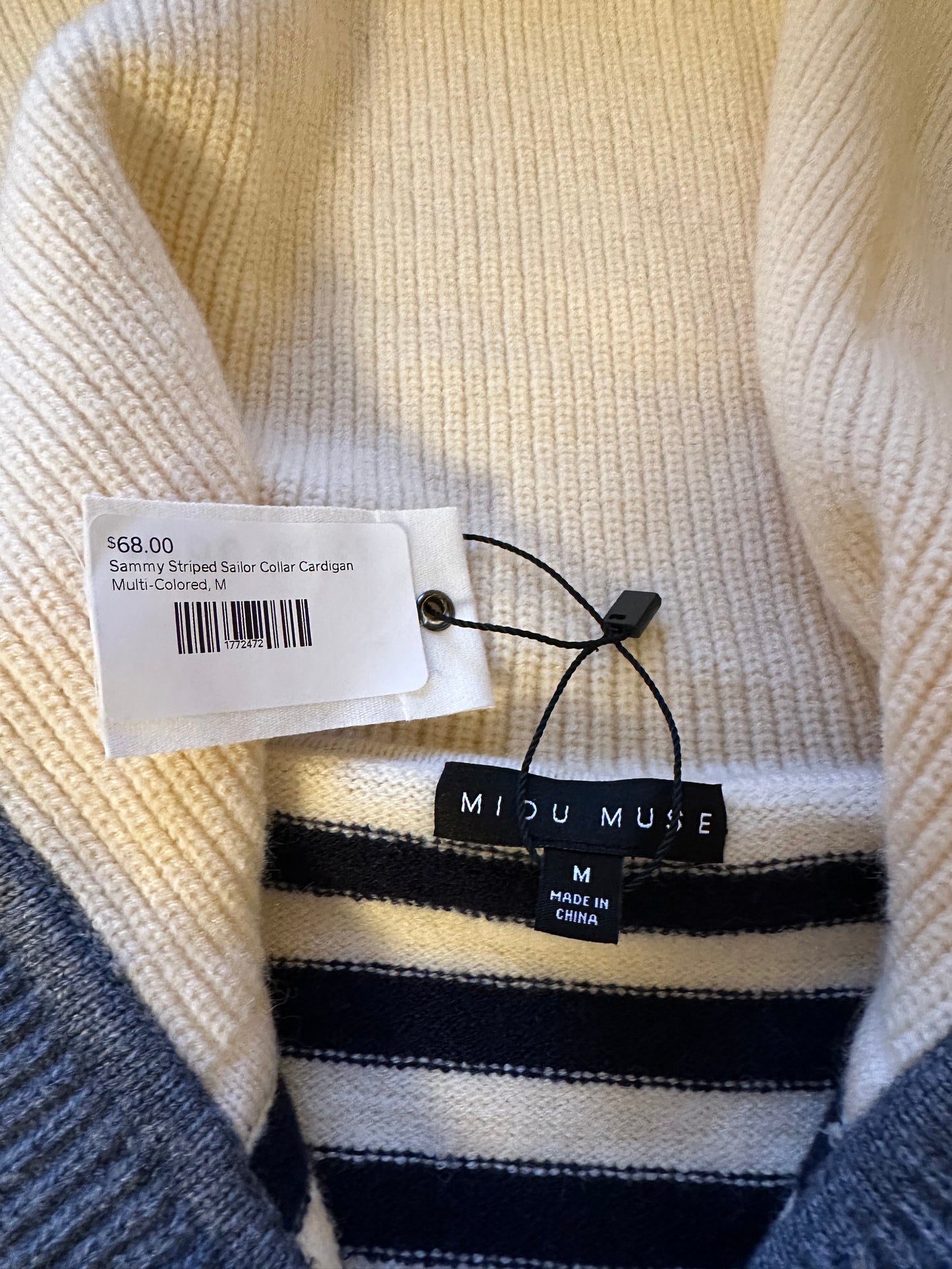NWT Miou Muse Sailor Collar Striped Cardigan Sweater | Size Medium