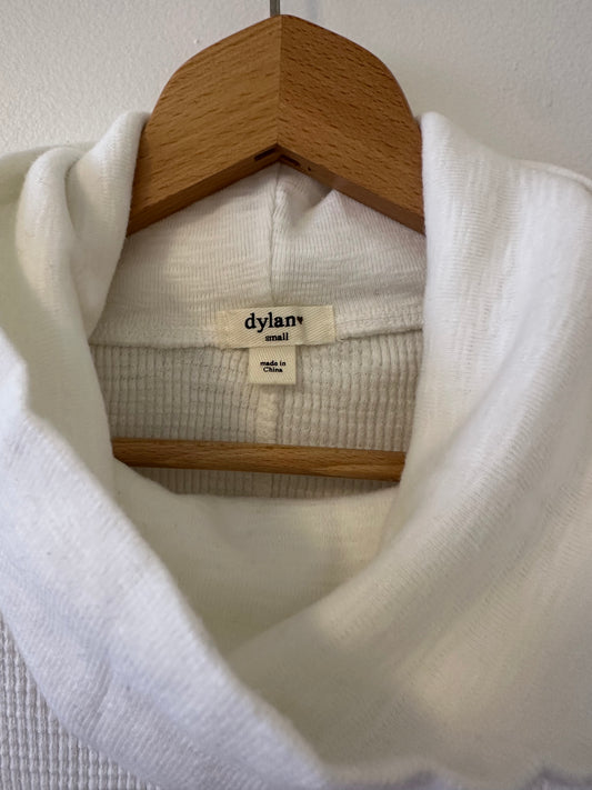 Dylan White Cowl Neck Waffle Shirt Size Small