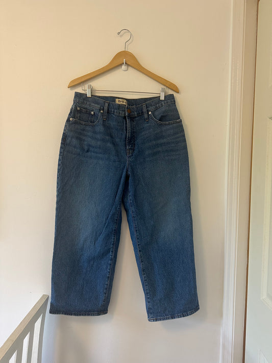 Madewell The Perfect Vintage Wide-Leg Crop Jeans in Blue - Size 32P