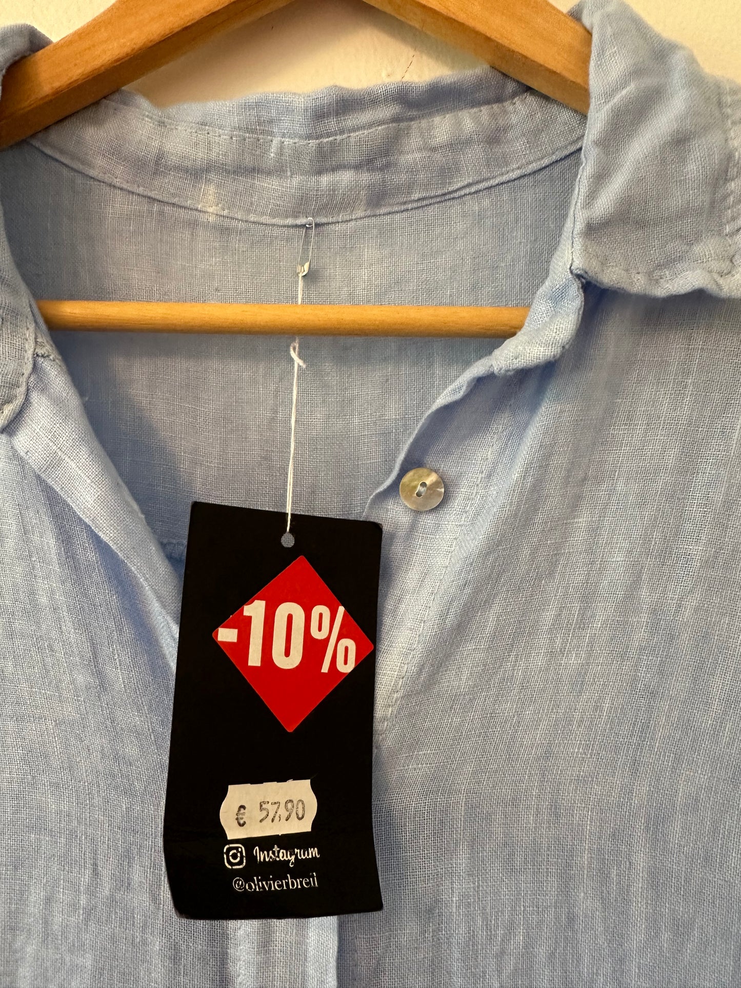 Olivier Breil Light Blue Linen Button-Up Maxi Dress