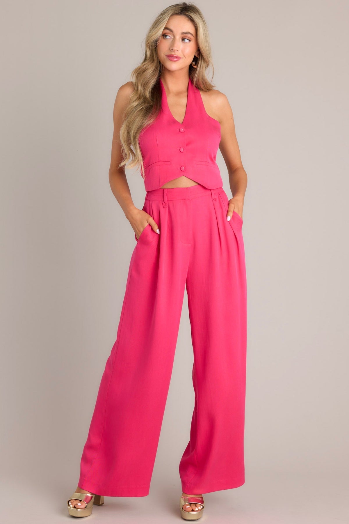 MINKPINK Fabella Wide Leg Pants in Pink- Size Medium