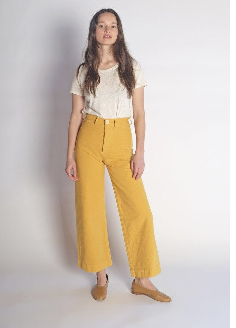 Jesse Kamm Mustard Yellow Wide-Leg Sailor Pants Size 8