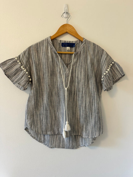 Blue Rain Striped Gray Women's Top - Size Small