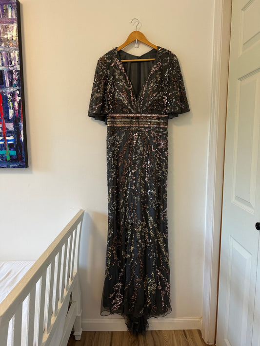 Mac Duggal Embellished Cape Sleeve Gown - Size 10