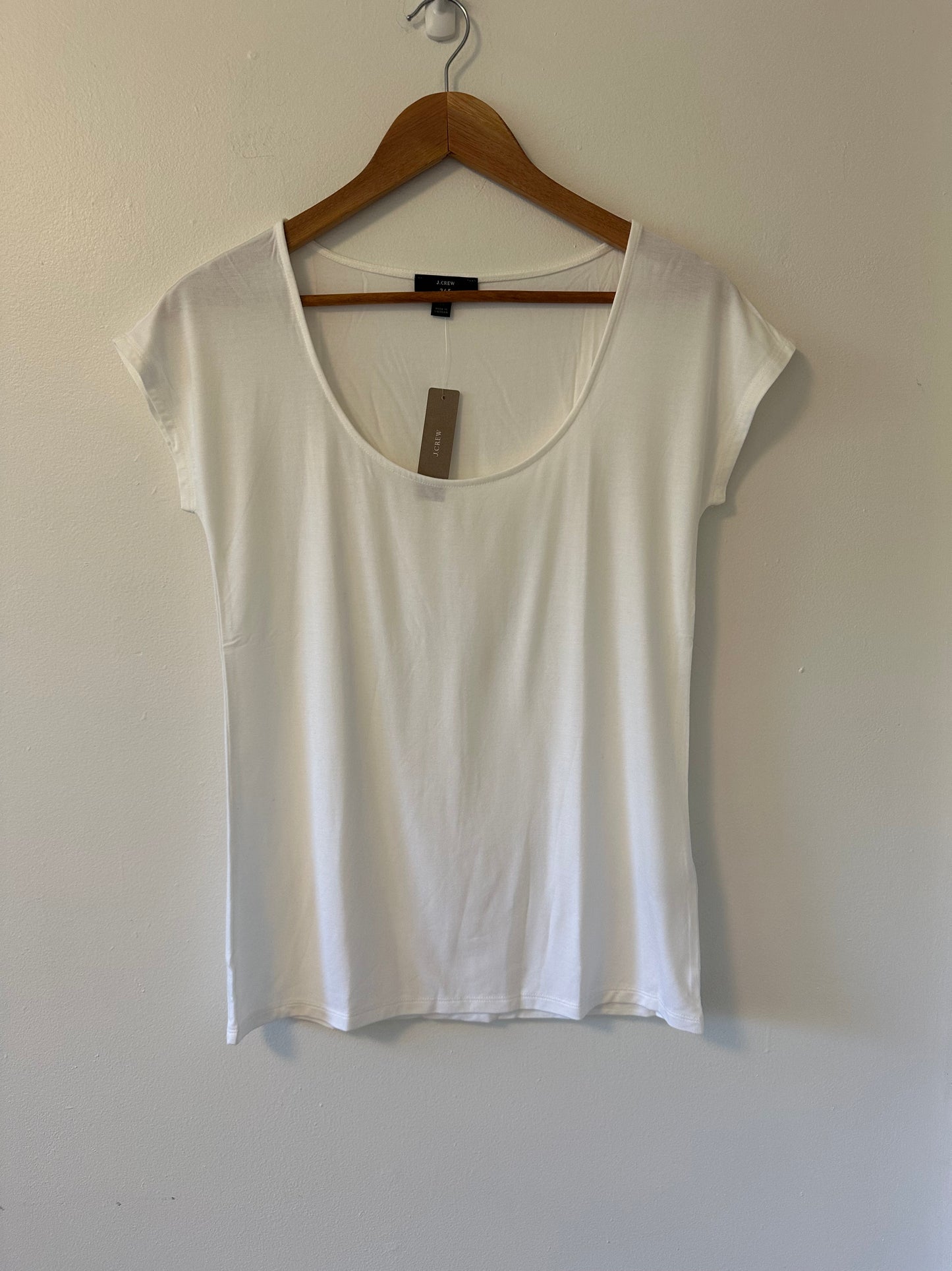 J. Crew NWT White Short Sleeve Ballet Neck Tee | Size Medium