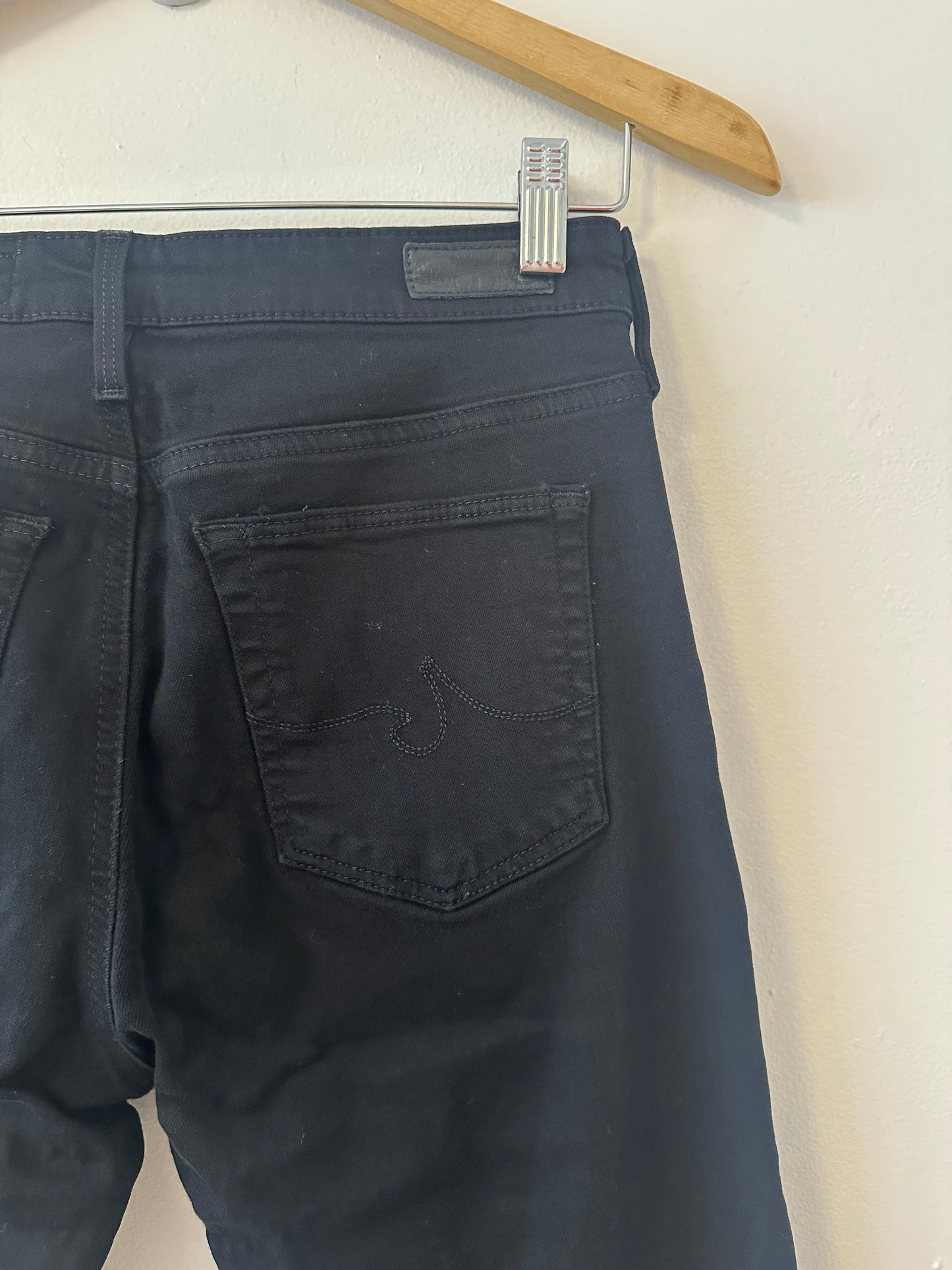 Adriano Goldschmied AG The Farrah High Rise Skinny Jeans In Black | Size 28