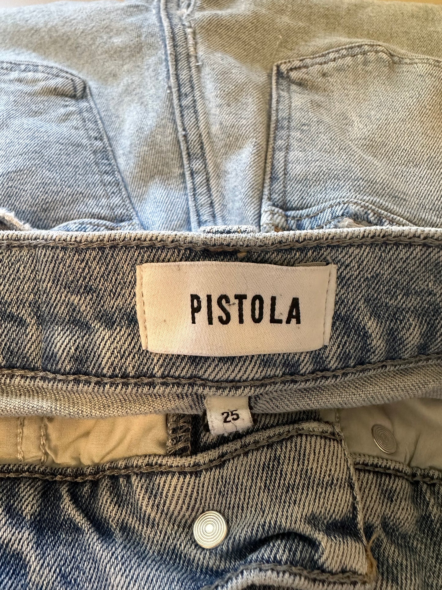 Pistola Lana Cropped Cuffed Wide Leg Relaxed Jeans in Snowcat | Size 25