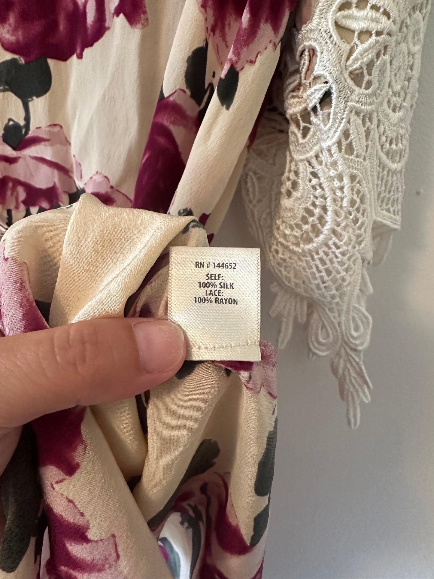 Stone Cold Fox Rose Garden Silk Robe with Lace Sleeves