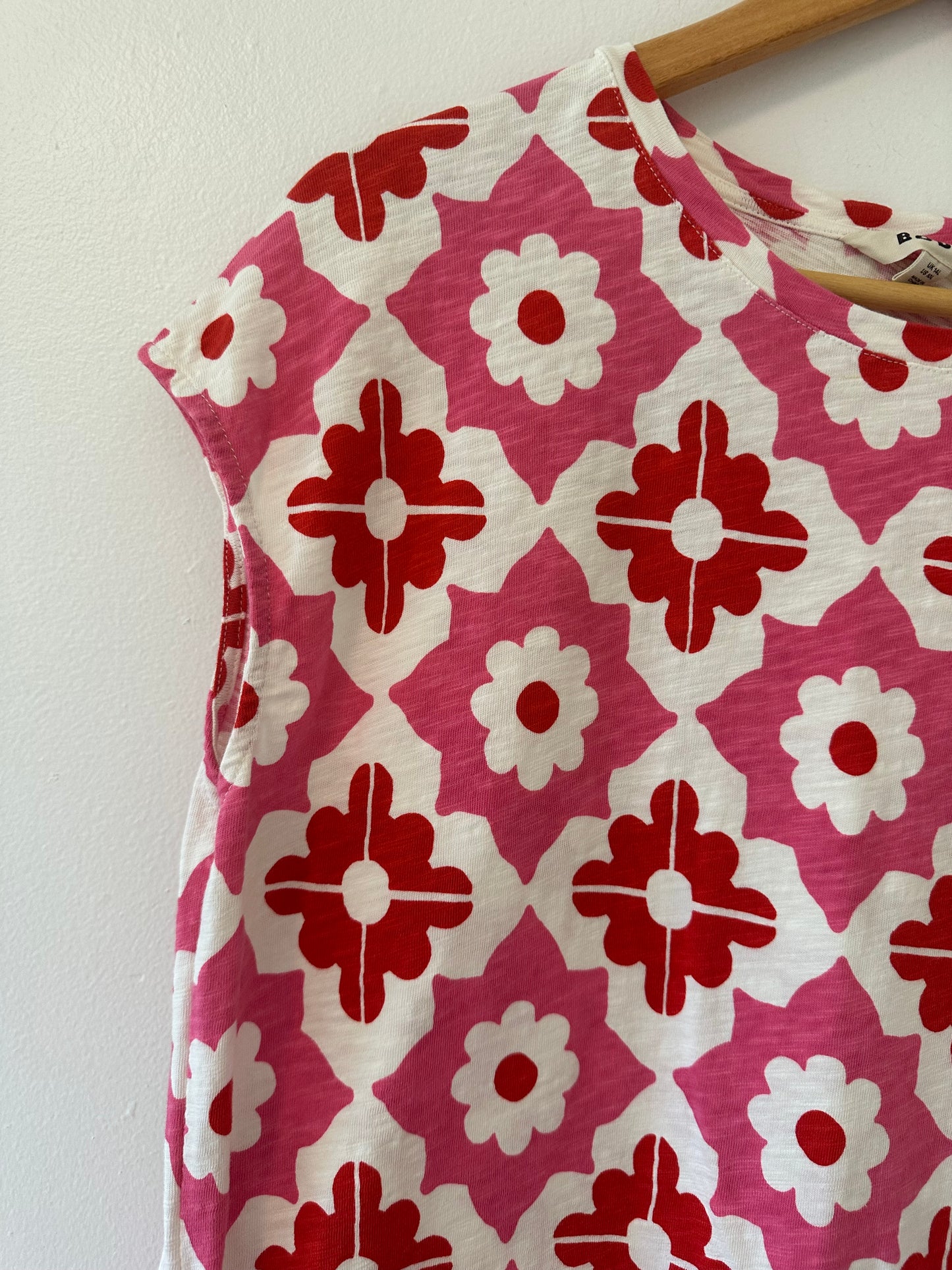 Boden Floral Patterned Pink and Red Dress - Size 10T