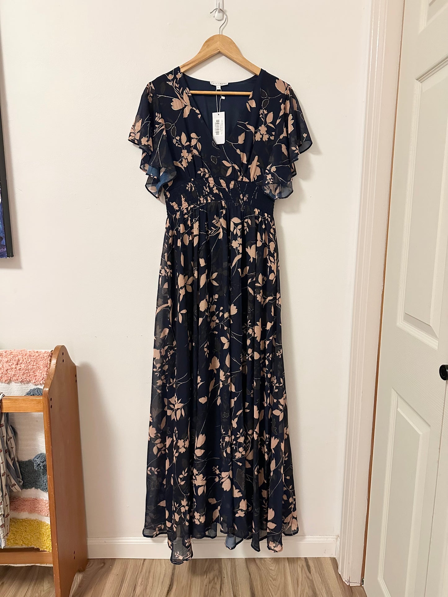 NWT Baltic Born Lynlee Metallic Maxi Dress in Navy | Size Large