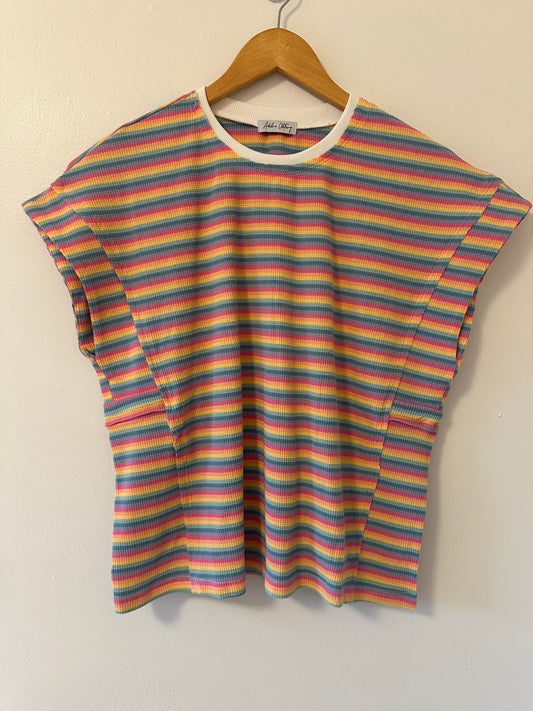 Adeline Clothing Colorful Striped Women's Top - Size Medium