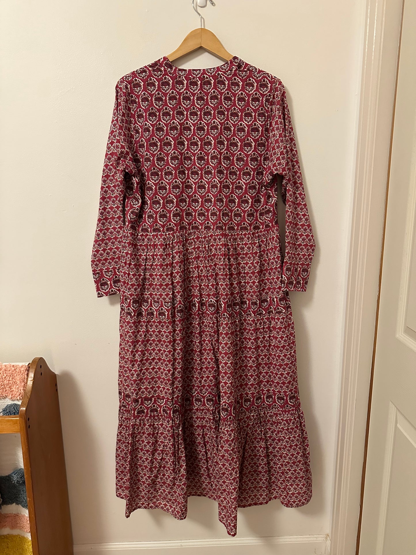 Ro’s Garden Red Long Sleeve Boho Cotton Maxi Dress | Size XL