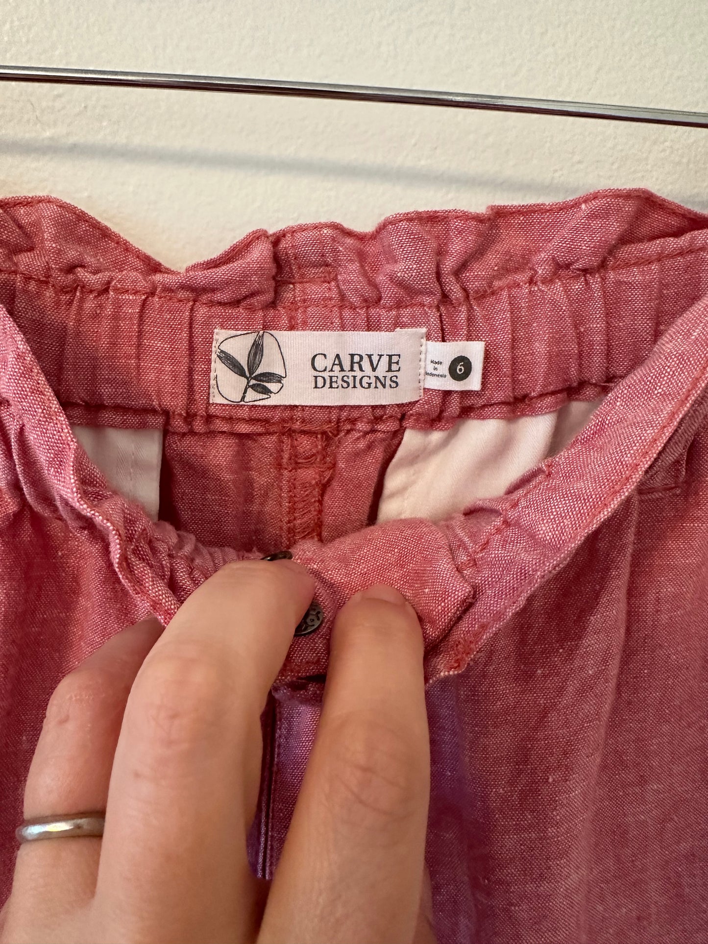 Carve Designs Red Linen Shorts Size 6