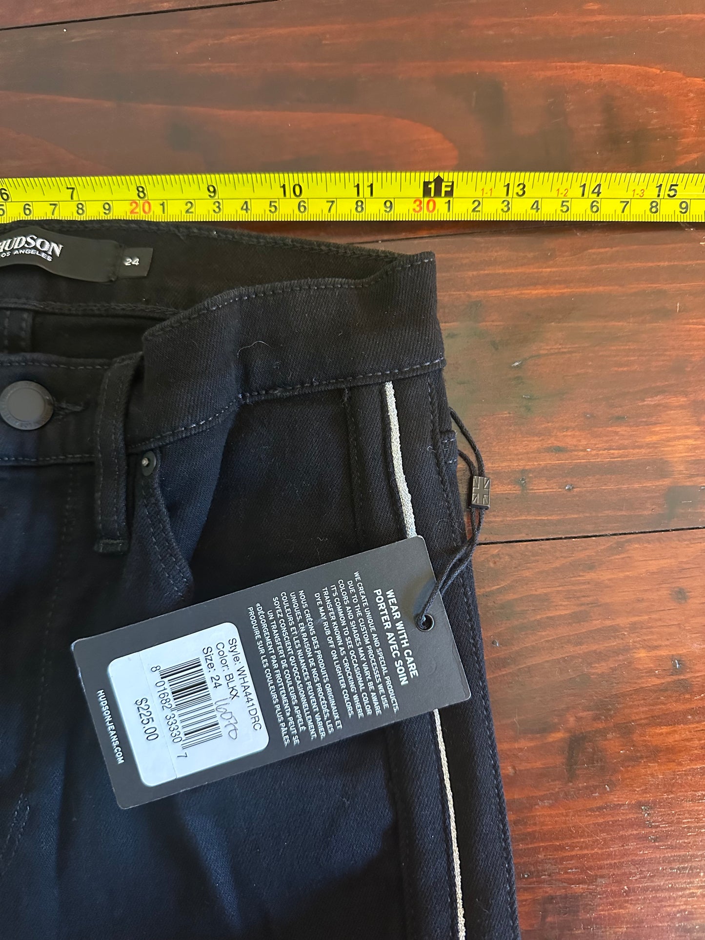 NWT Hudson Holly Skinny Ankle Jeans in Black with Silver Stripe - Size 24
