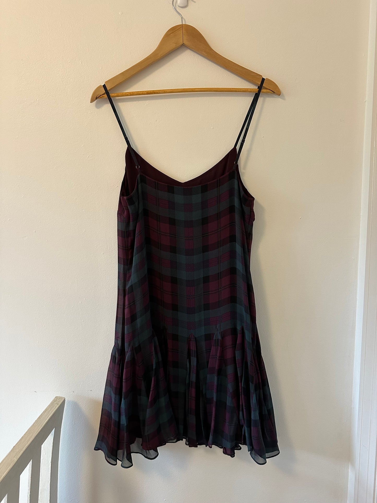 NWT Polo Ralph Lauren Silk Plaid Spaghetti Strap Dress Size 8