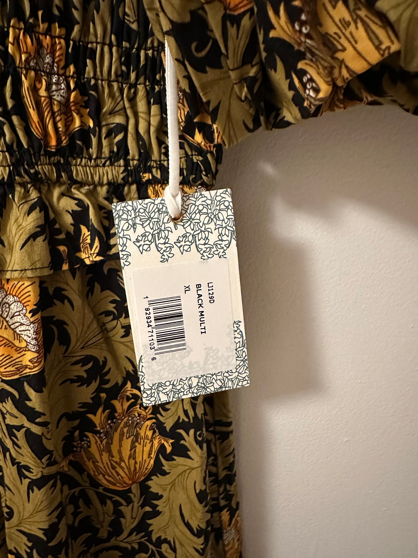 NWT Hyacinth House Tuckernuck Olive Leafy Floral Smocked Smythe Midi Dress | XL