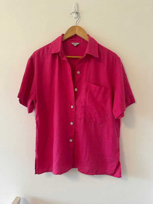Rails Mackinley Linen Top in Raspberry- Size Small