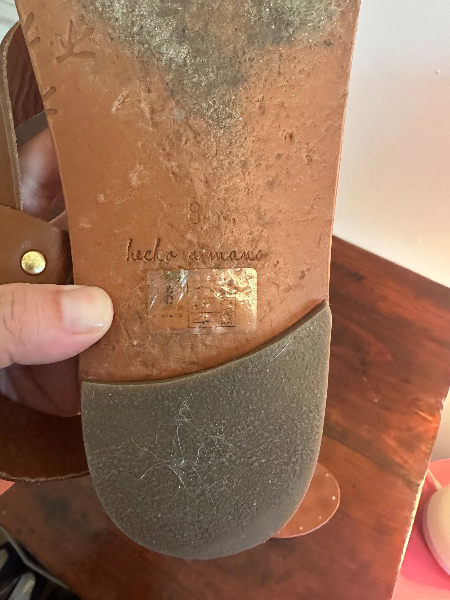 Beek Brown Leather Sandals Size 8