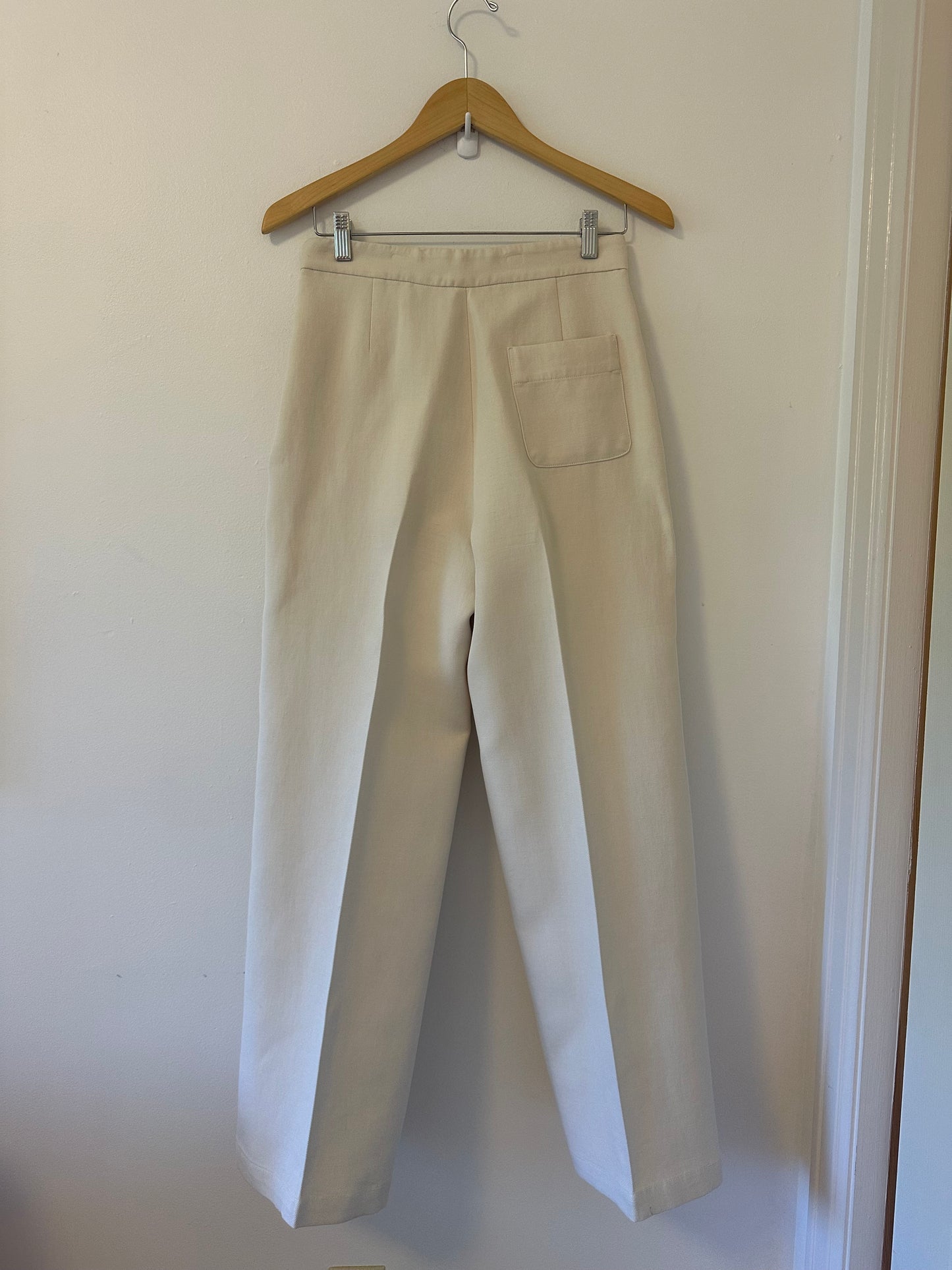 Sezane Marino Wide Leg High Waist Trousers in Ecru | Size 4