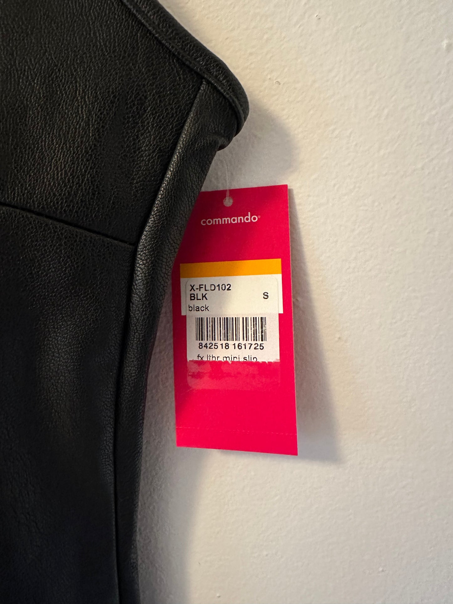 NWT Commando Vegan Faux Leather V-Neck Spaghetti Strap Slip Dress In Black | Size Small