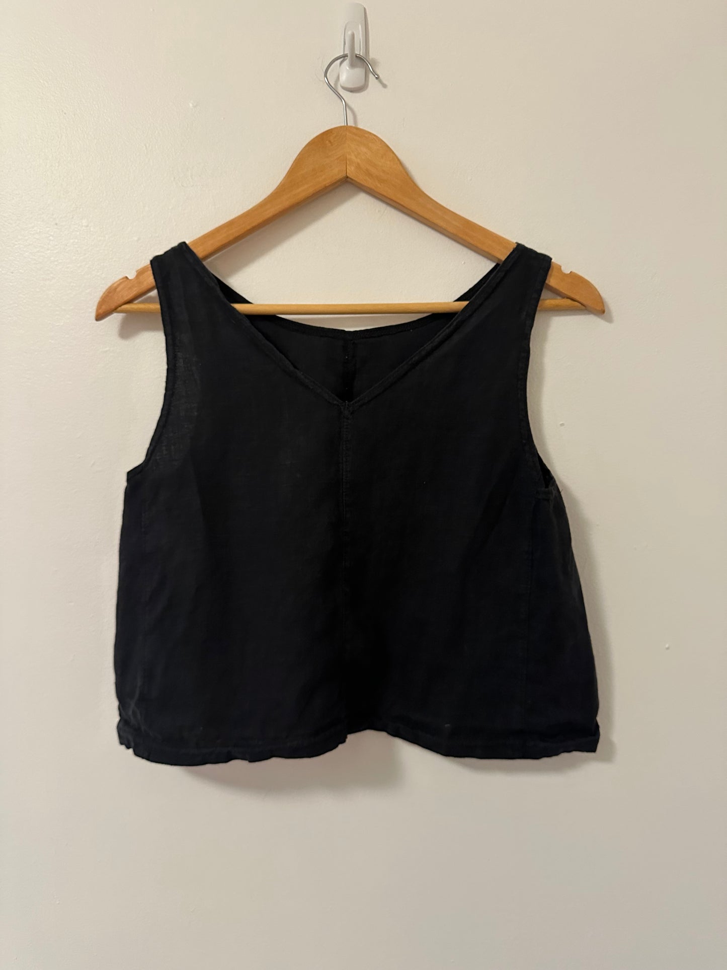 Marty Jean Black Sleeveless Linen Cropped Tank Top - Size XS