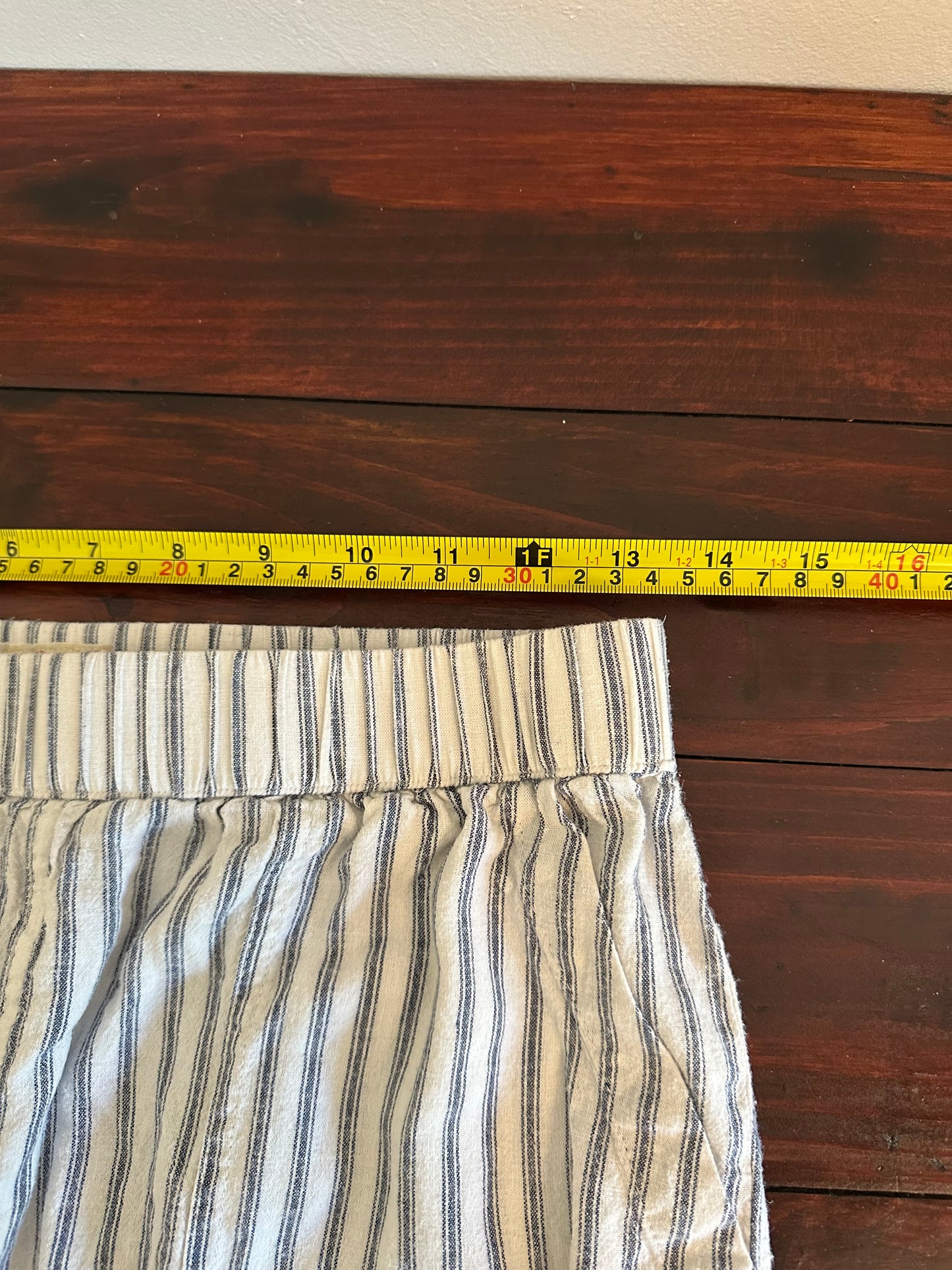 Marine Layer Allison Stripe Pull-On Wide Leg Hemp Blend Pants - Size Small