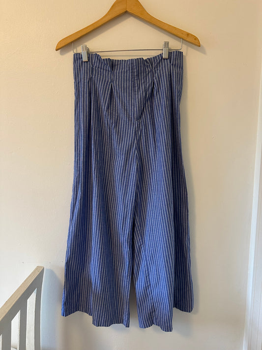 A New Day Blue Striped Wide-Leg Pants Size 10