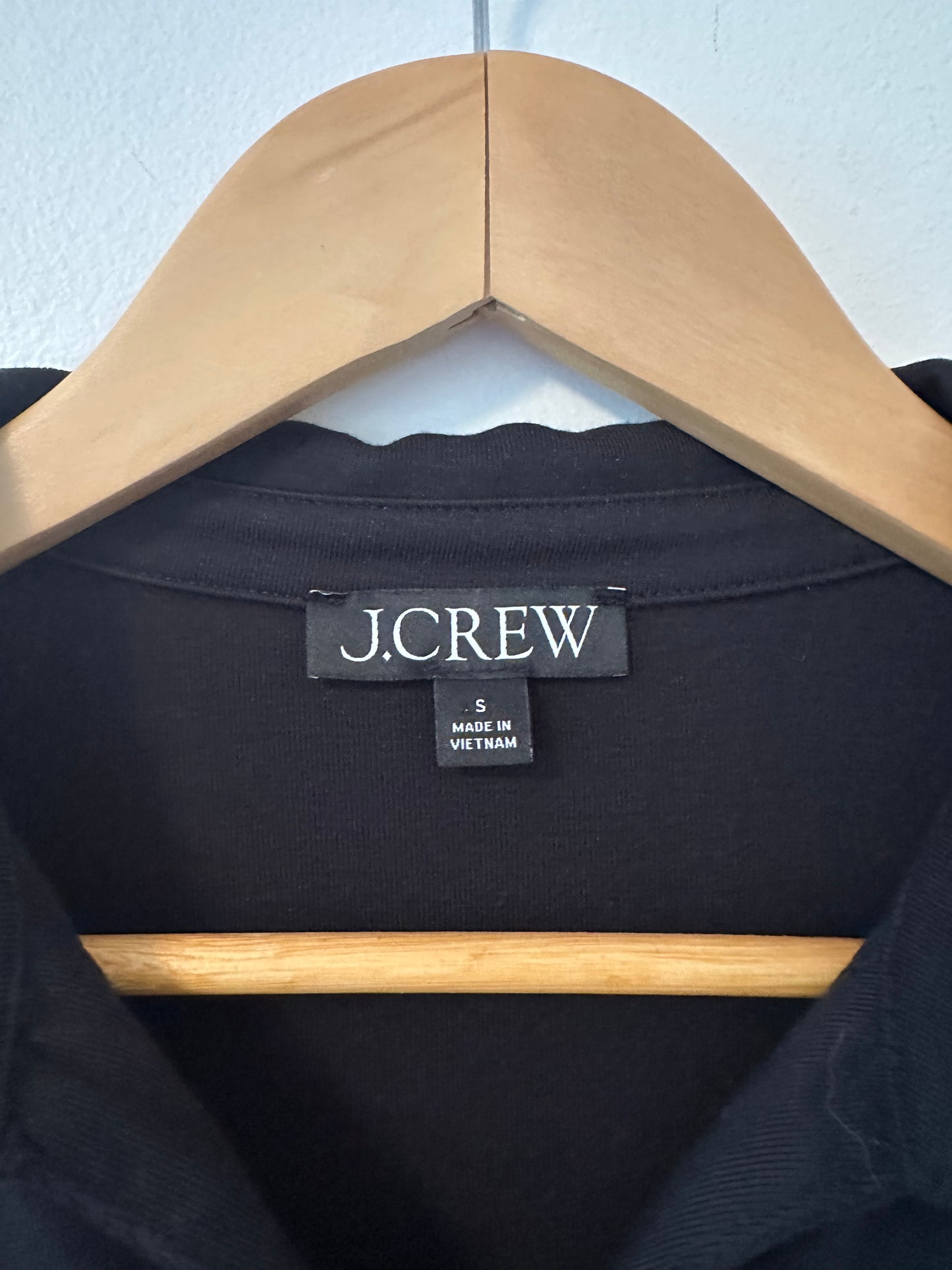 J. Crew Black Button-Up Long Sleeve Collared Top in Refined Rib | Size Small