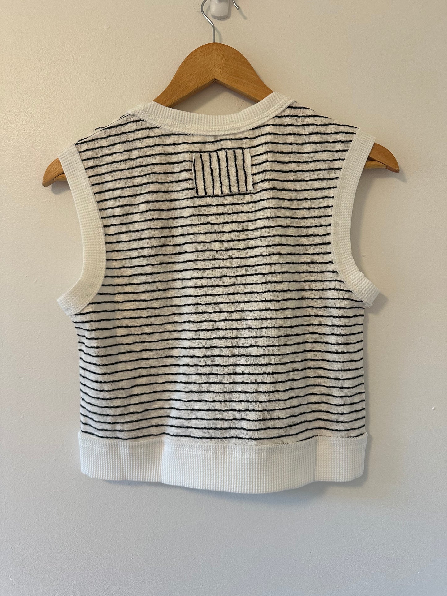Miou Muse Striped Sleeveless Top - Black and White - Size Small