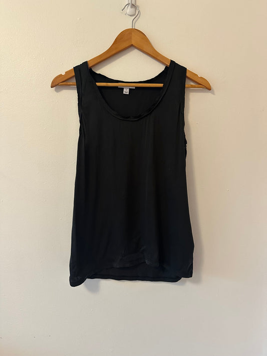 Reiss Silk Blend Black Scoop Neck Tank Top | Size Small