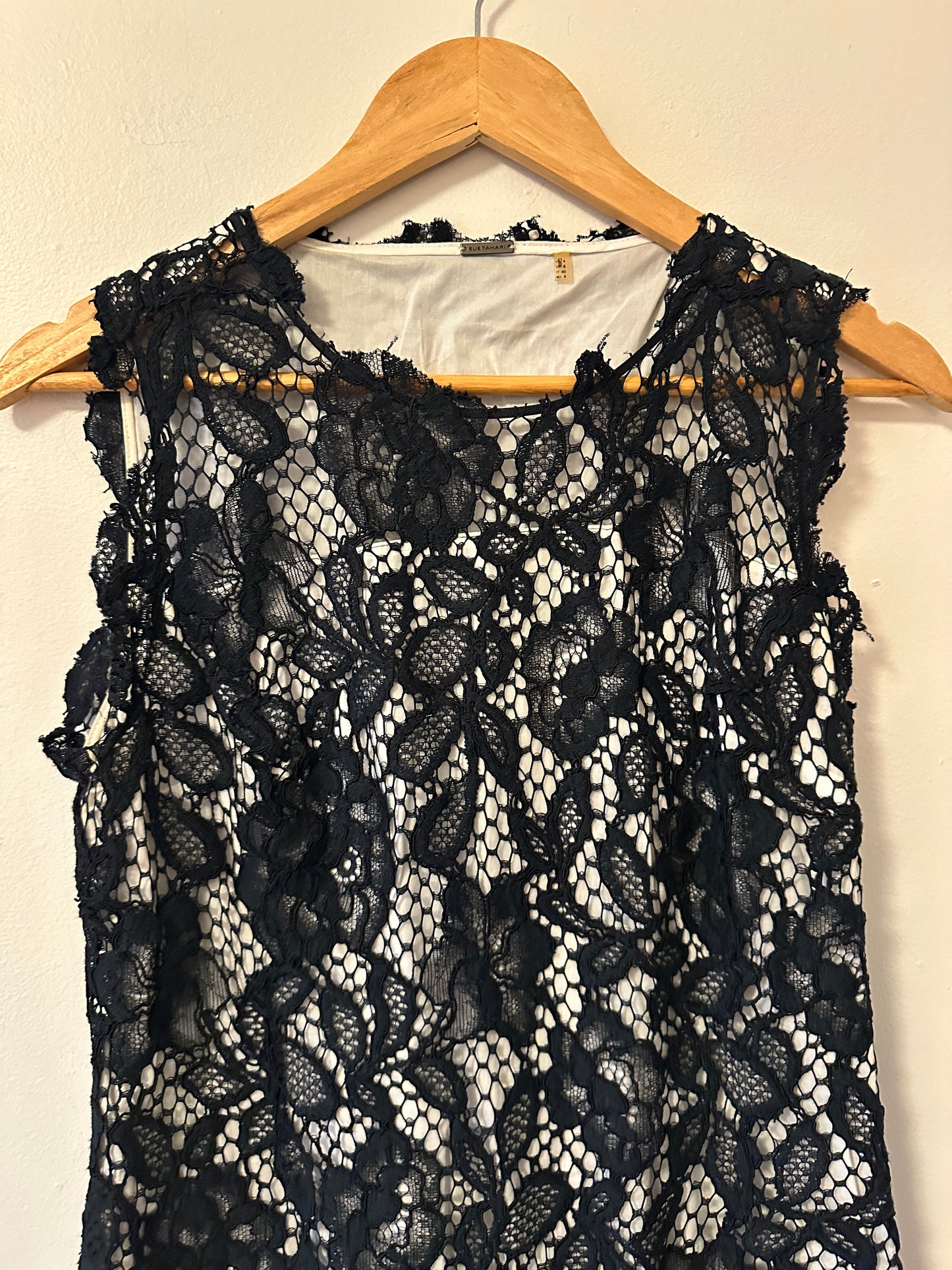 Elie Tahari Black Lace Knee Length Dress | Size 4