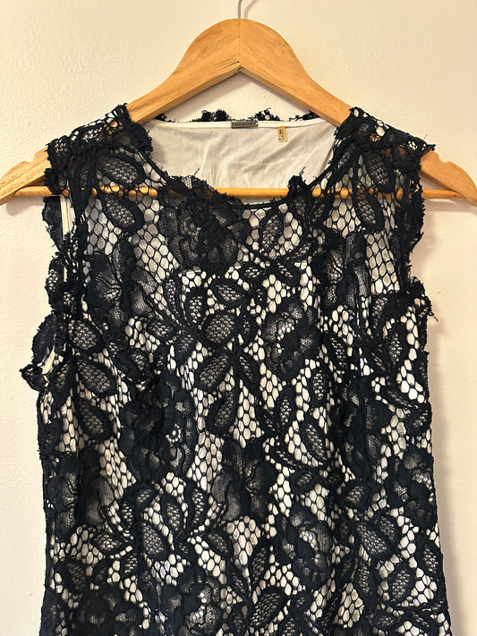 Elie Tahari Black Lace Knee Length Dress | Size 4